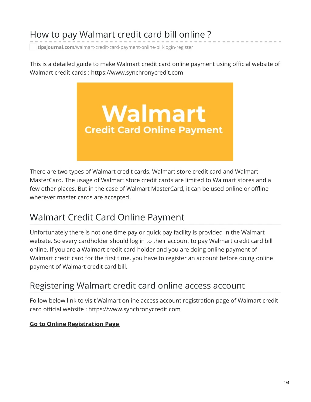 how to pay walmart credit card bill online