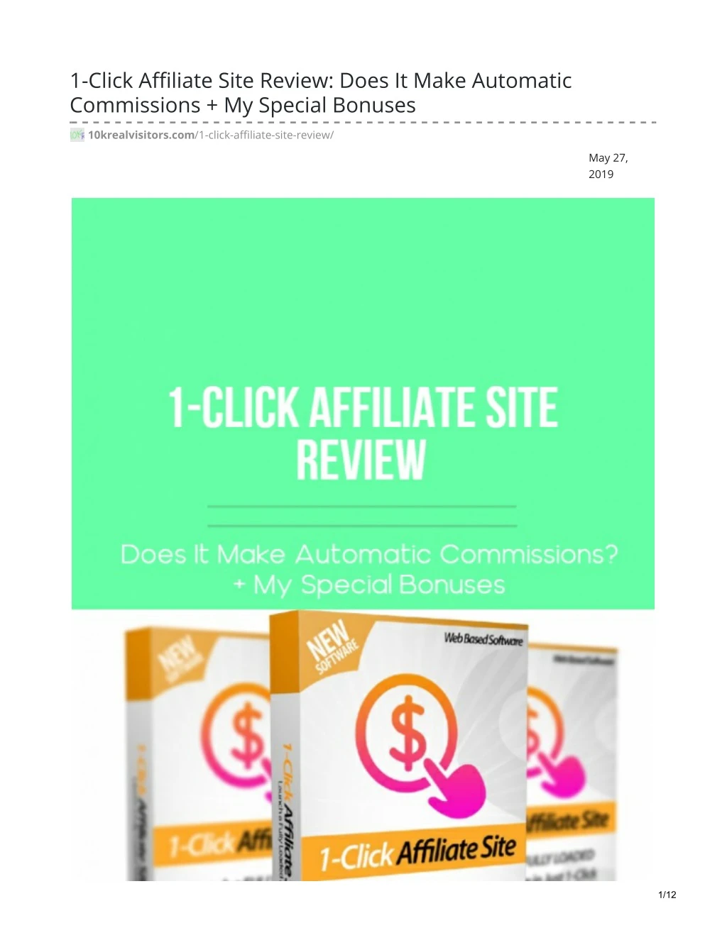 1 click affiliate site review does it make