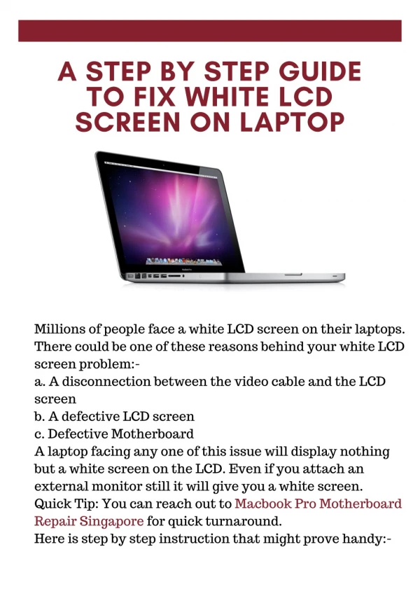 A Step By Step Guide to Fix White LCD Screen on Laptop