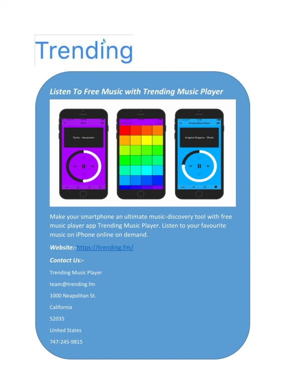 Listen To Free Music with Trending Music Player