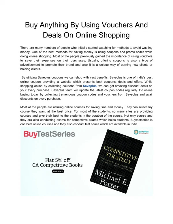 Buy Anything By Using Vouchers And Deals On Online Shopping