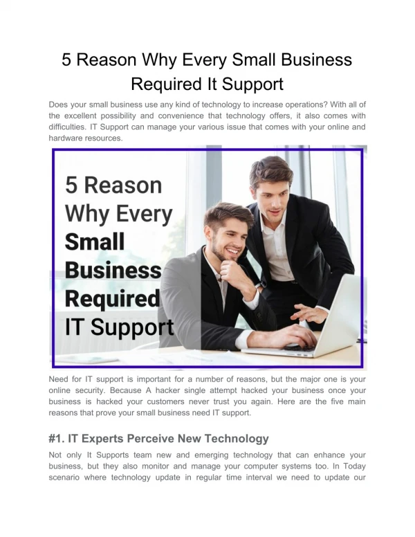 5 Reason Why Every Small Business Required It Support