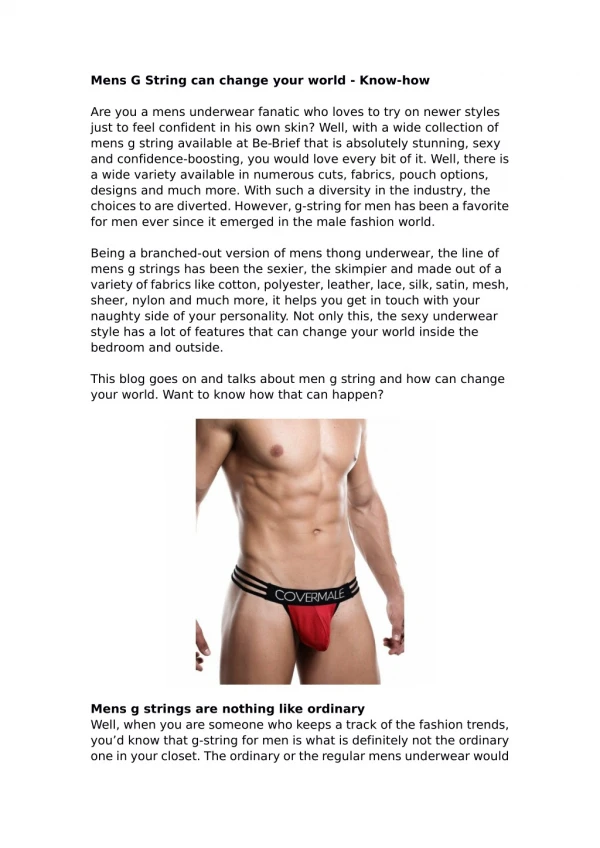 Mens G String can change your world - Know-how