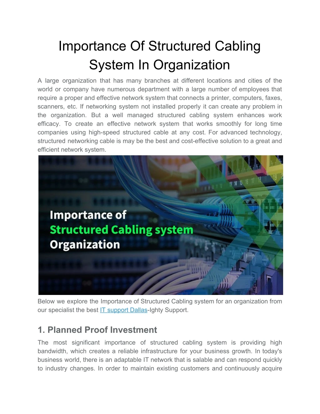 importance of structured cabling system