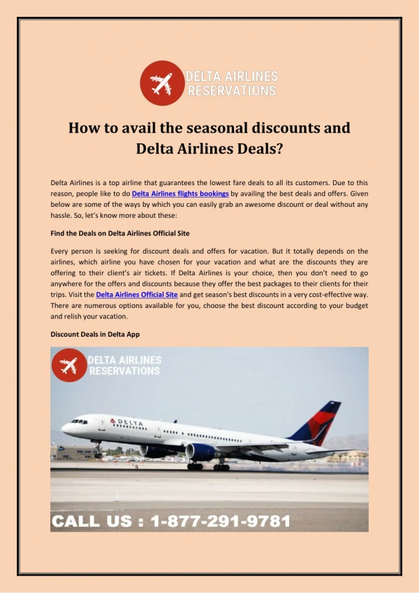 How to avail the seasonal discounts and Delta Airlines Deals?
