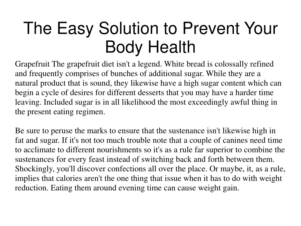 the easy solution to prevent your body health