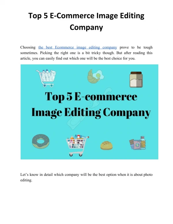 Top 5 E-Commerce Image Editing Company