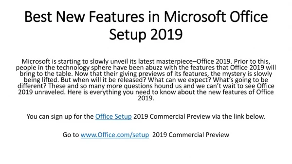 Best New Features in Microsoft Office Setup 2019