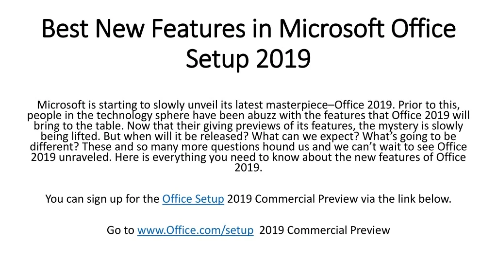 best new features in microsoft office setup 2019