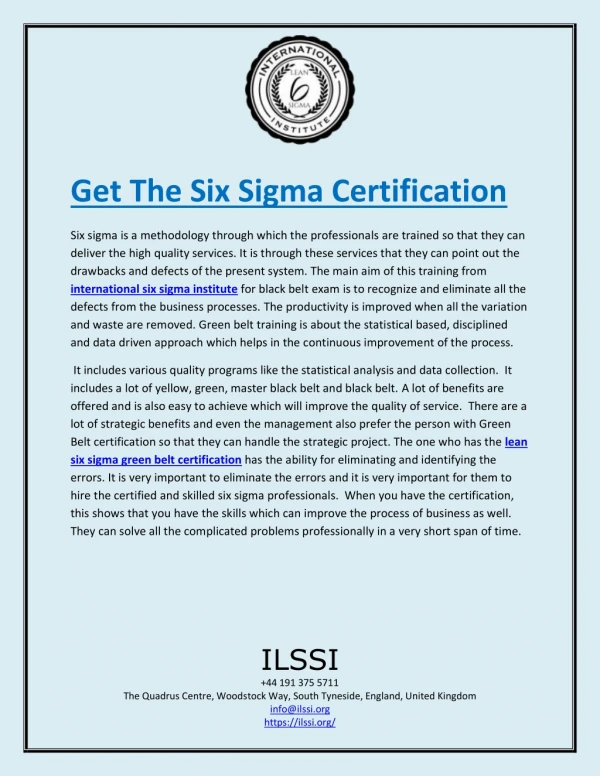 get the six sigma certification