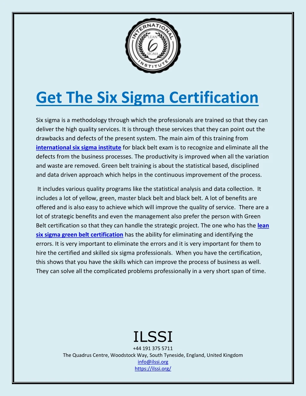 get the six sigma certification
