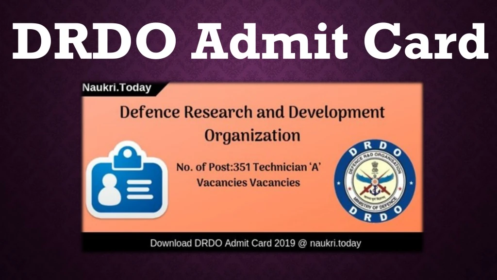 drdo admit card