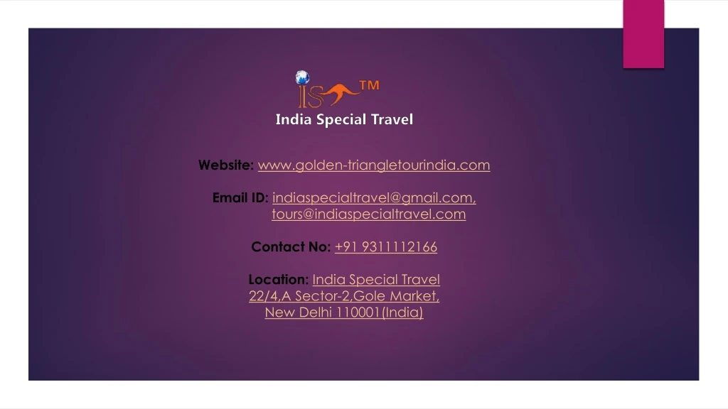 website www golden triangletourindia com email