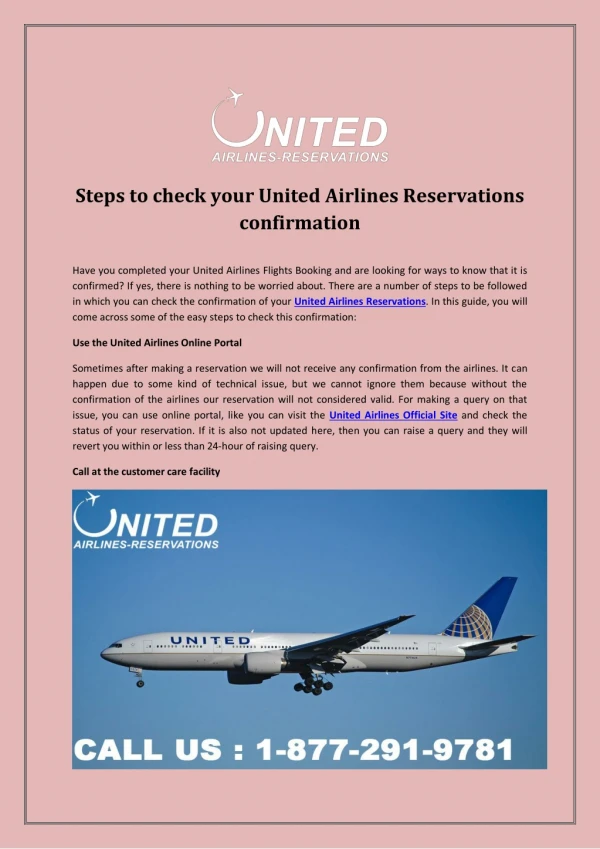 Steps to check your United Airlines Reservations confirmation