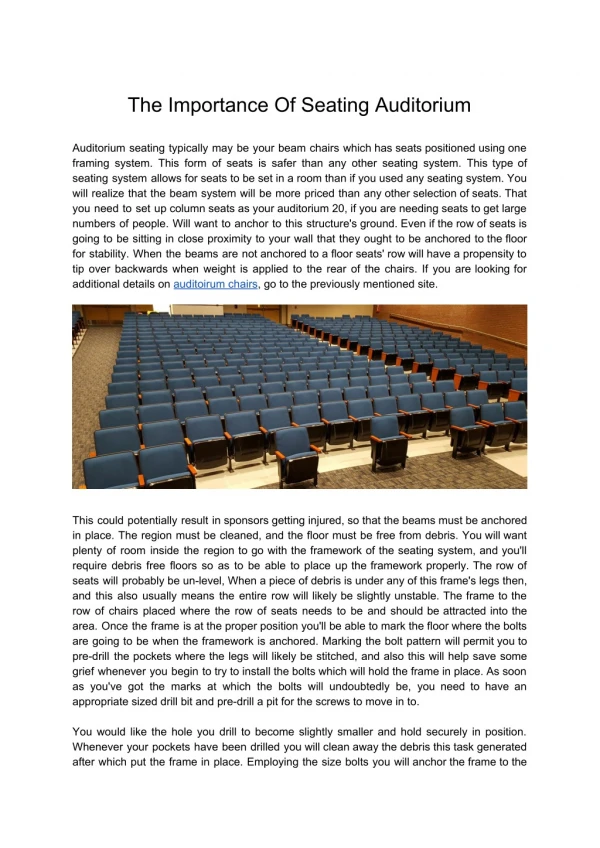 The Importance Of Seating Auditorium