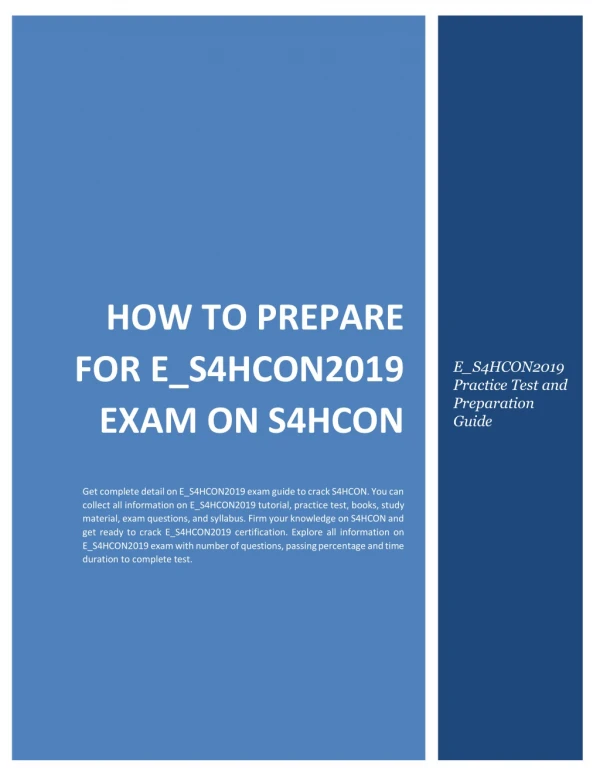 How to Prepare for E_S4HCON2019 exam on S4HCON