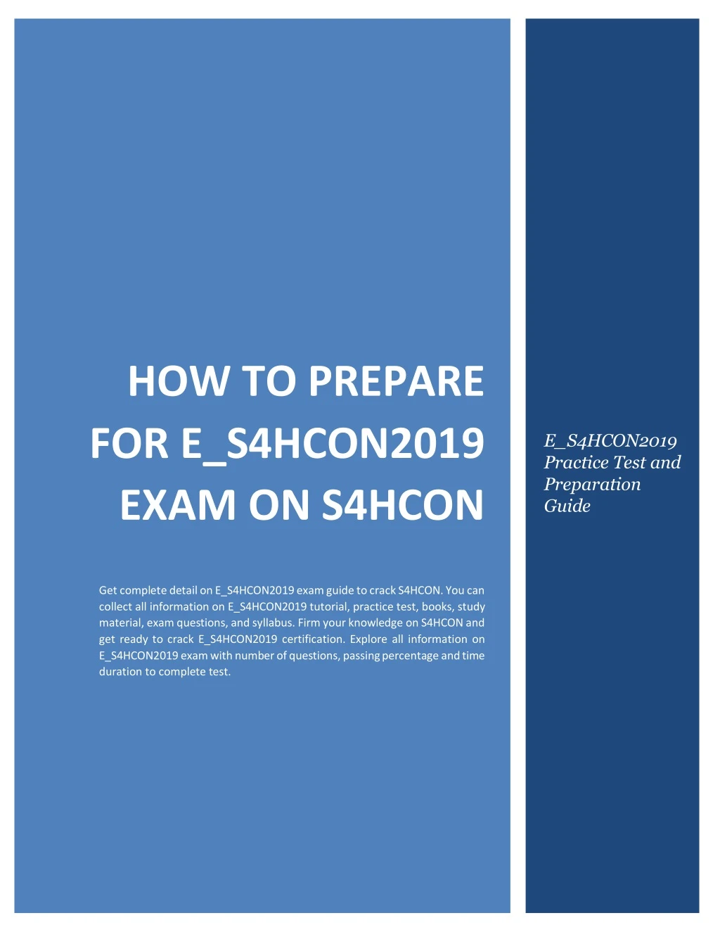 how to prepare for e s4hcon2019 exam on s4hcon