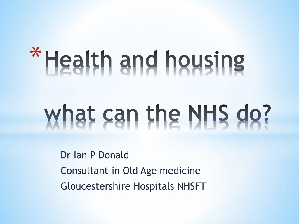 health and housing what can the nhs do