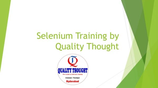 Selenium Training in Hyderabad - Quality Thought