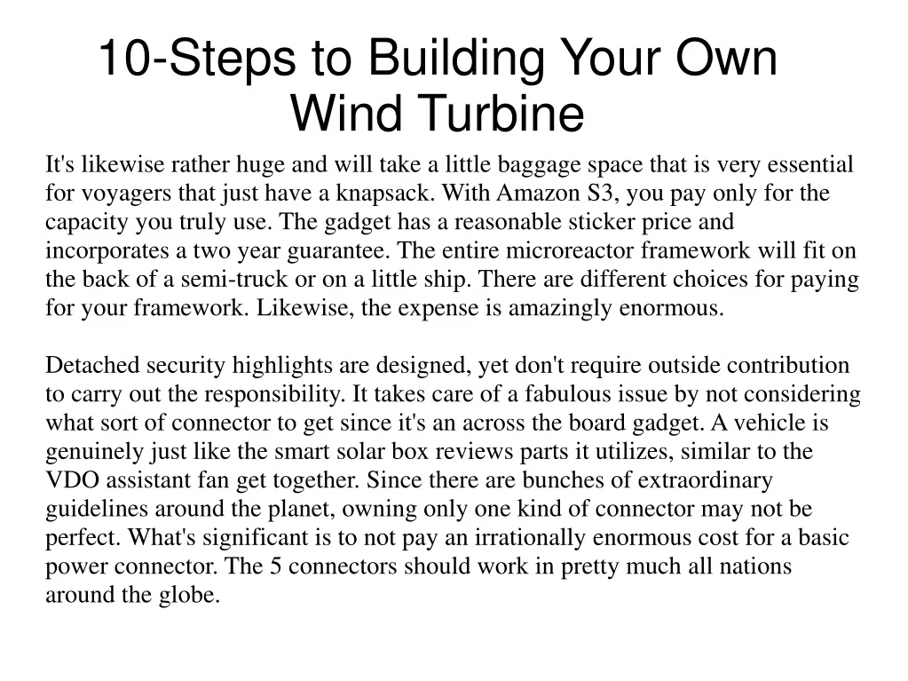 10 steps to building your own wind turbine