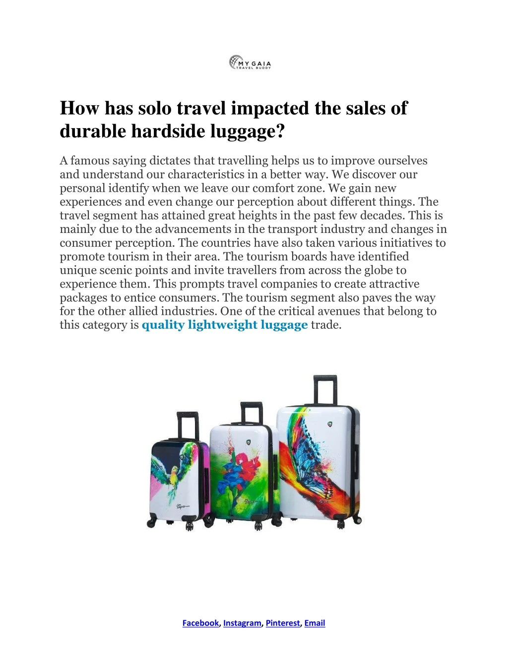 how has solo travel impacted the sales of durable