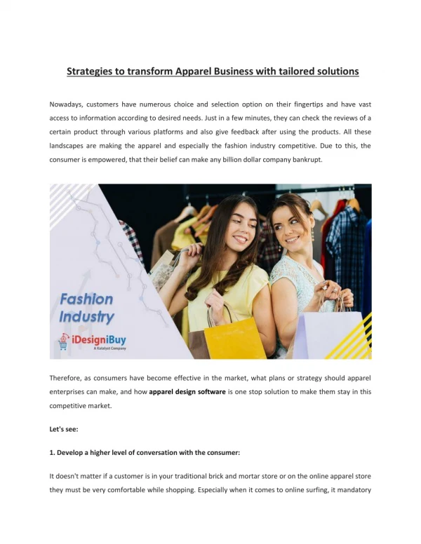 Strategies to transform Apparel Business with tailored solutions