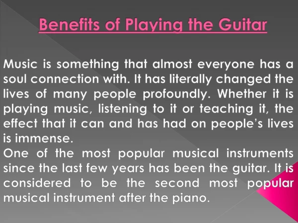 Benefits of Playing Guitar