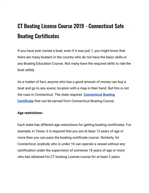 Safe Boating Certificates | Safety Boating License CT
