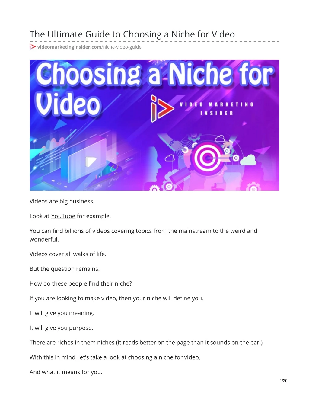 the ultimate guide to choosing a niche for video