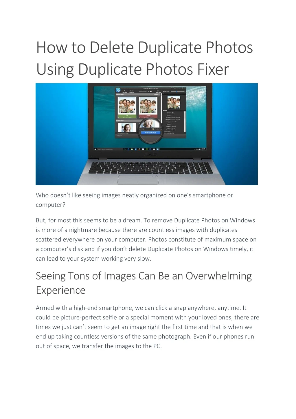 how to delete duplicate photos using duplicate
