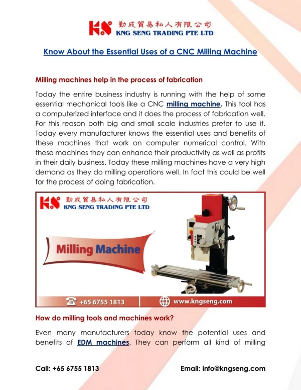 Know About the Essential Uses of a CNC Milling Machine