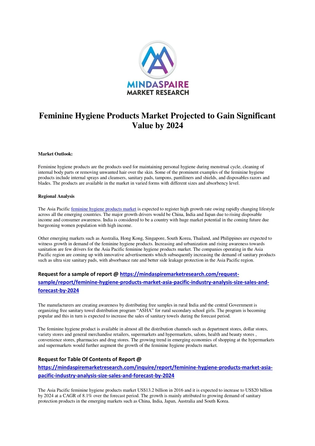 feminine hygiene products market projected