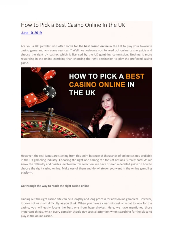 How to Pick a Best Casino Online In the UK