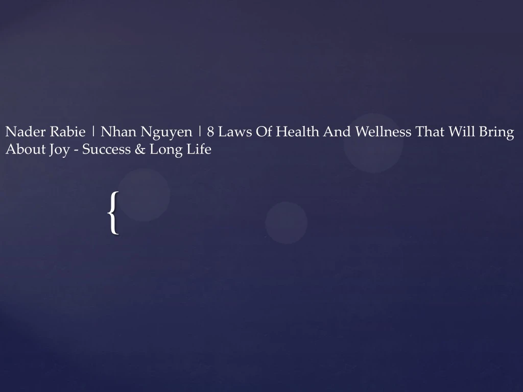 nader rabie nhan nguyen 8 laws of health