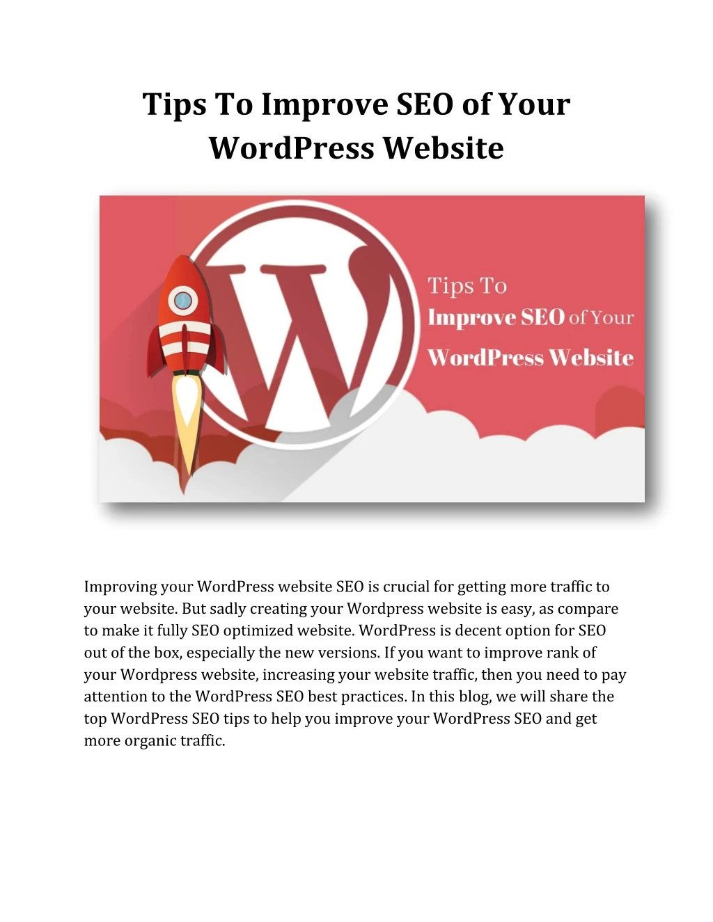 tips to improve seo of your wordpress website