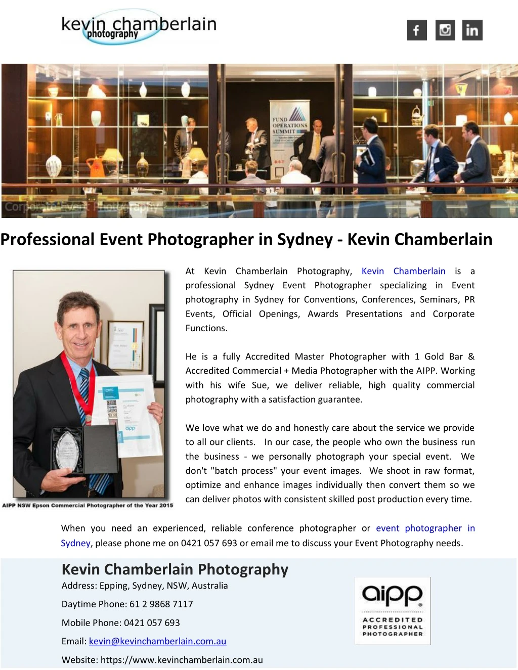 professional event photographer in sydney kevin