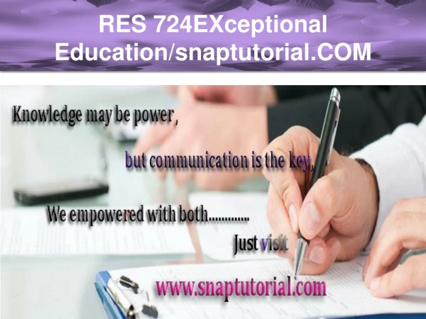 RES 724EXceptional Education/snaptutorial.COM