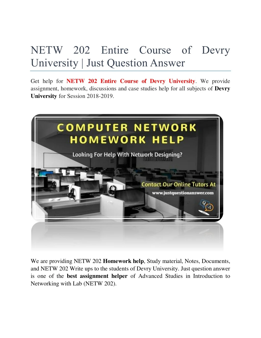netw 202 entire course of devry university just