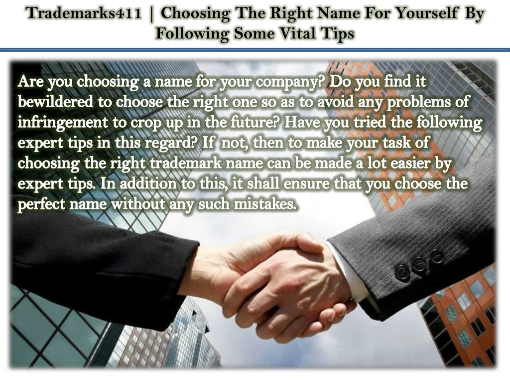 trademarks411 choosing the right name
