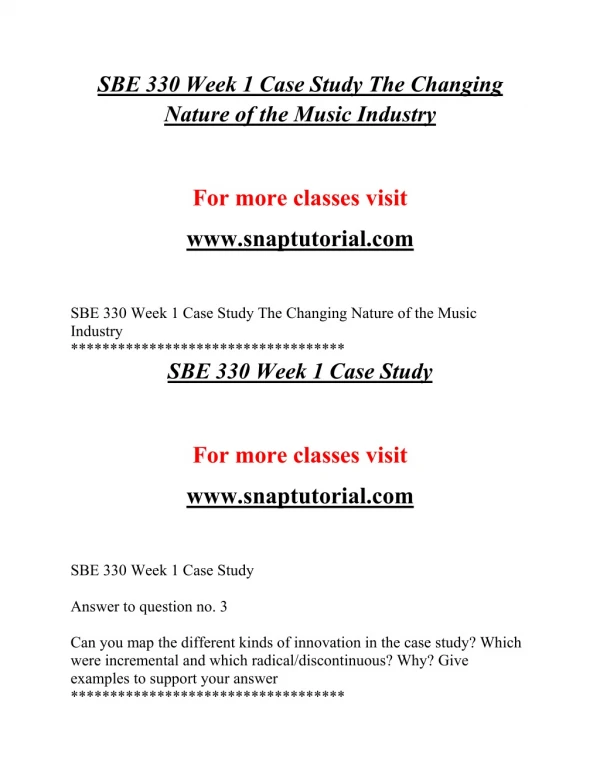 SBE 330 EXceptional Education/snaptutorial.COM