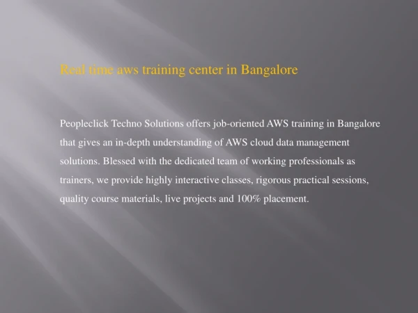 Best real time aws training center in Bangalore