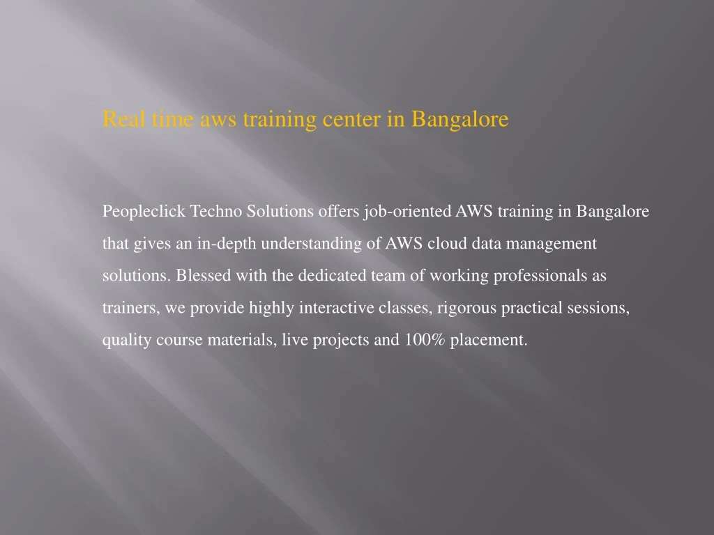 real time aws training center in bangalore