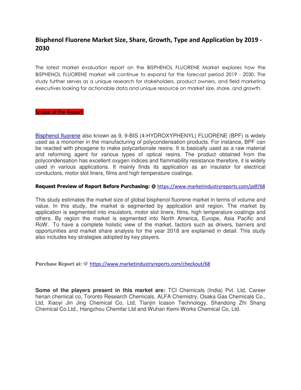 bisphenol fluorene market size share growth type