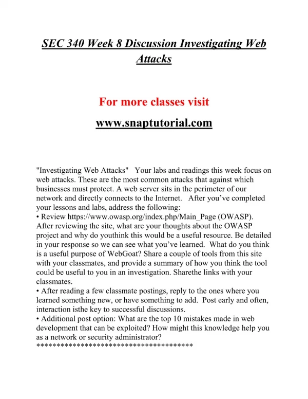 SEC 340 EXceptional Education/snaptutorial.COM