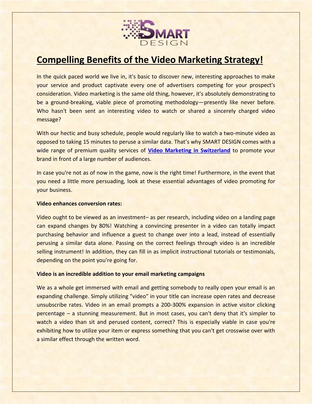 compelling benefits of the video marketing