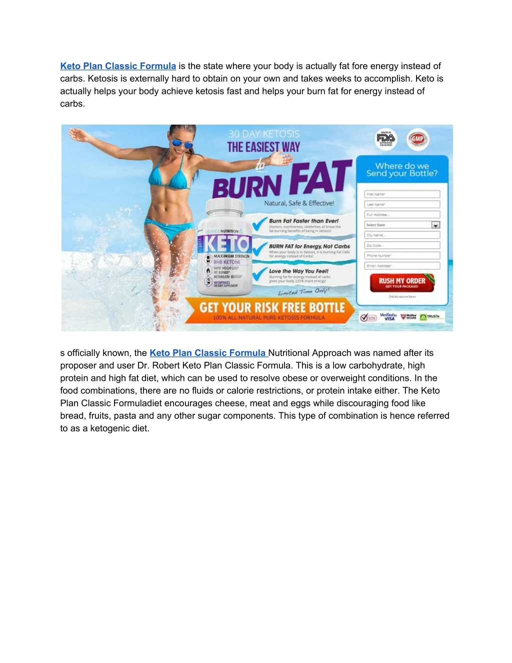 keto plan classic formula is the state where your