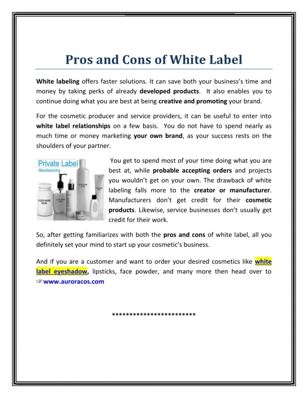 Pros and Cons of White Label