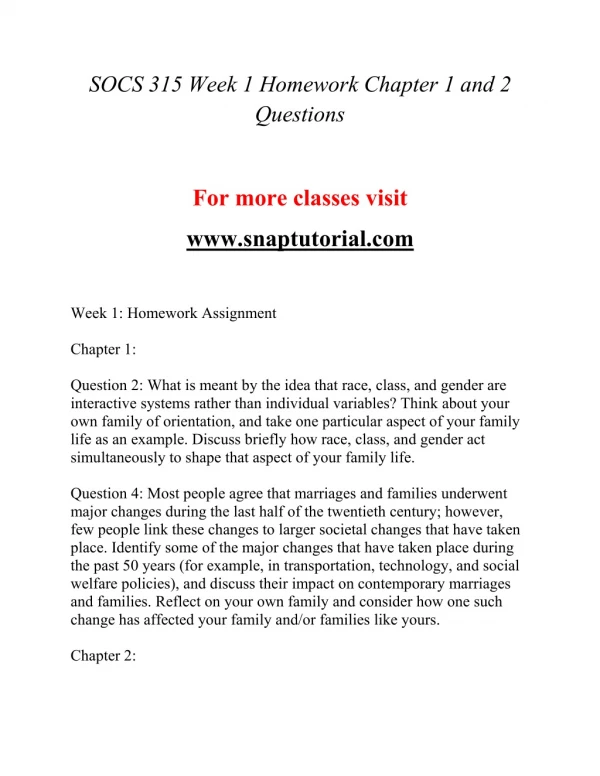 SOCS 315 EXceptional Education/snaptutorial.COM