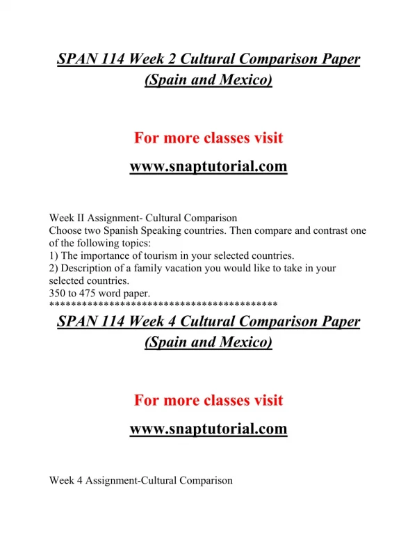 span 114 week 2 cultural comparison paper spain