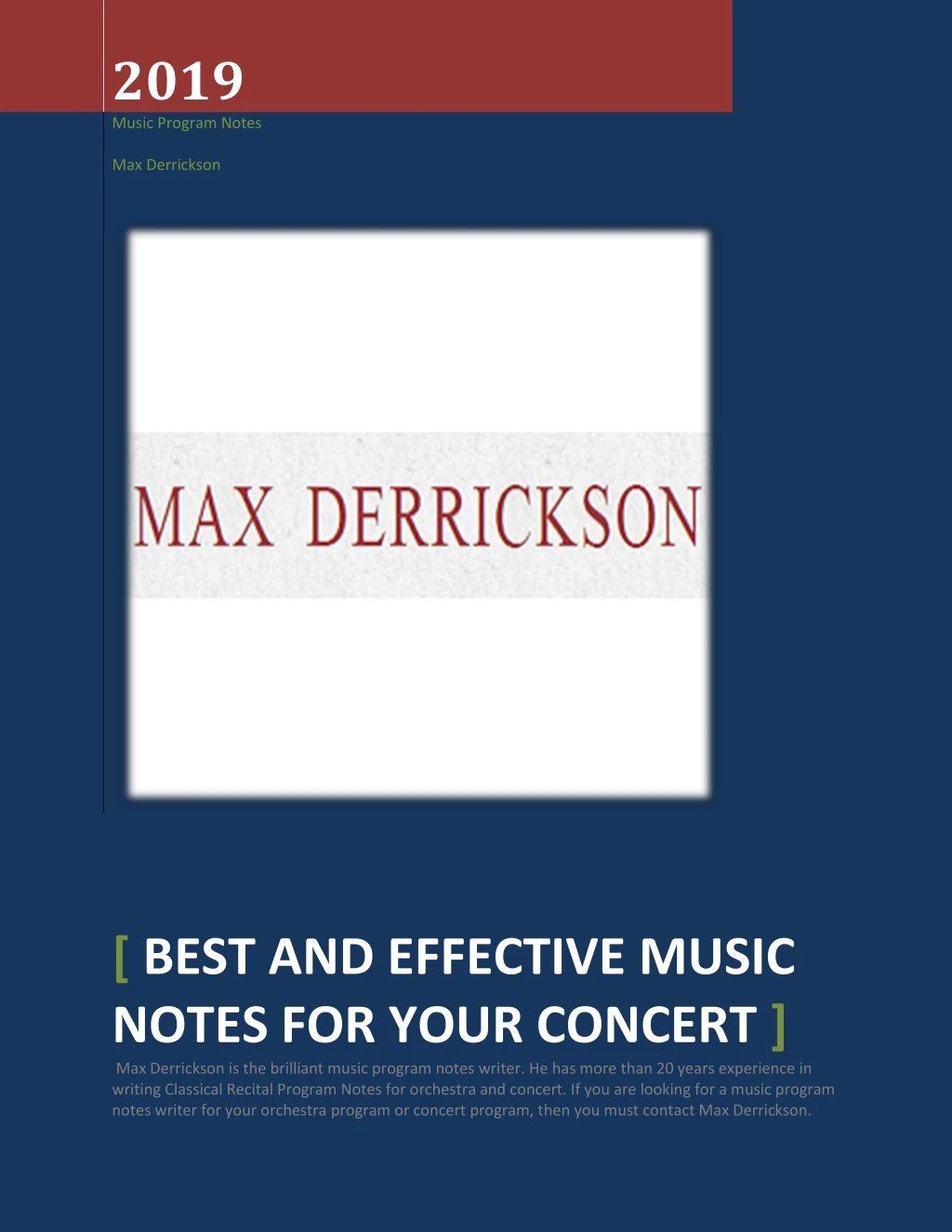 2019 music program notes max derrickson